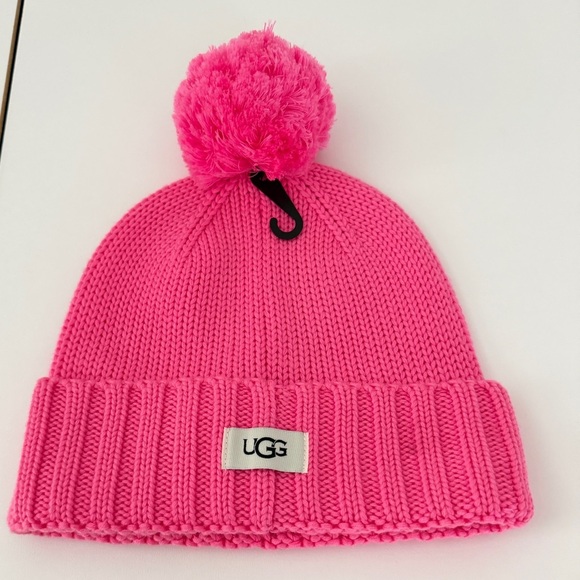 UGG Australia Bright  Pink Beanie Pom Knit OS Cozy Cabin Barbie Core main image 5